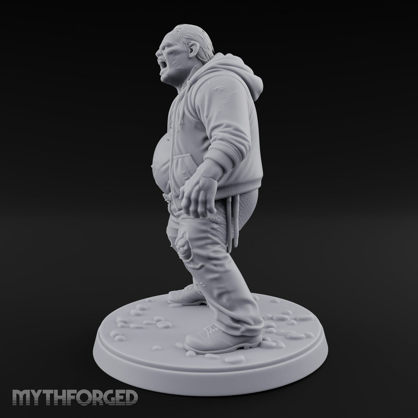 Belly Exposed Roaring Zombie Brute Miniature for Dungeons and Dragons, Pathfinder or other TTRPGs