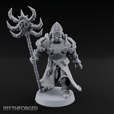 Skull Helmeted Black Monk Miniature for Dungeons and Dragons, Pathfinder or other TTRPGs
