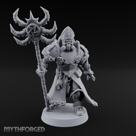 Skull Helmeted Black Monk Miniature for Dungeons and Dragons, Pathfinder or other TTRPGs