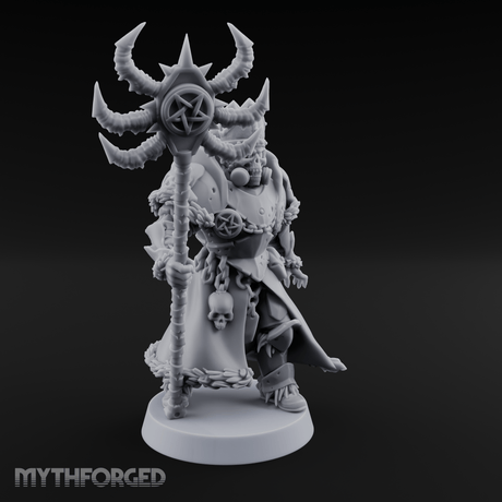 Skull Helmeted Black Monk Miniature for Dungeons and Dragons, Pathfinder or other TTRPGs