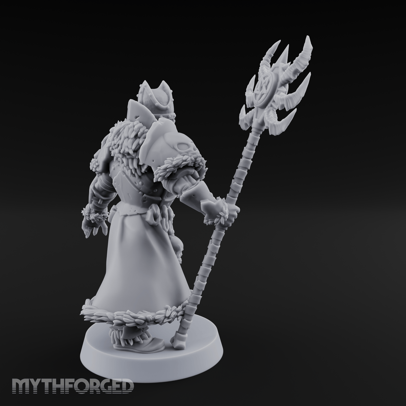 Skull Helmeted Black Monk Miniature for Dungeons and Dragons, Pathfinder or other TTRPGs
