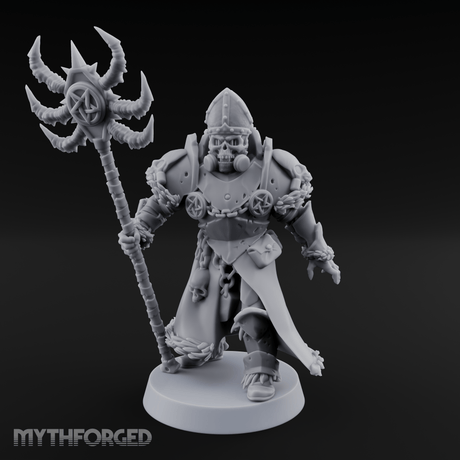 Skull Helmeted Black Monk Miniature for Dungeons and Dragons, Pathfinder or other TTRPGs