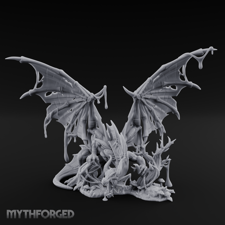 Dripping And Oozing Black Dragon Miniature for Dungeons and Dragons, Pathfinder or other TTRPGs