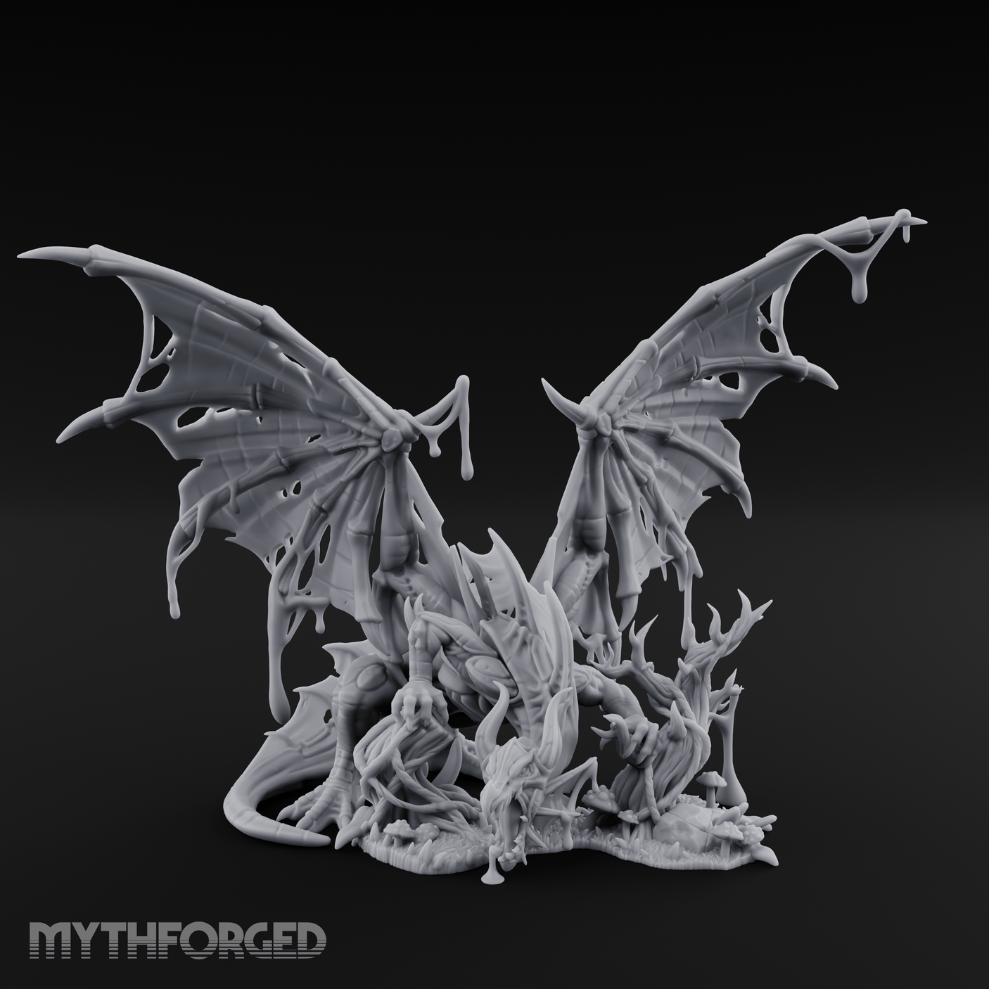 Dripping And Oozing Black Dragon Miniature for Dungeons and Dragons, Pathfinder or other TTRPGs
