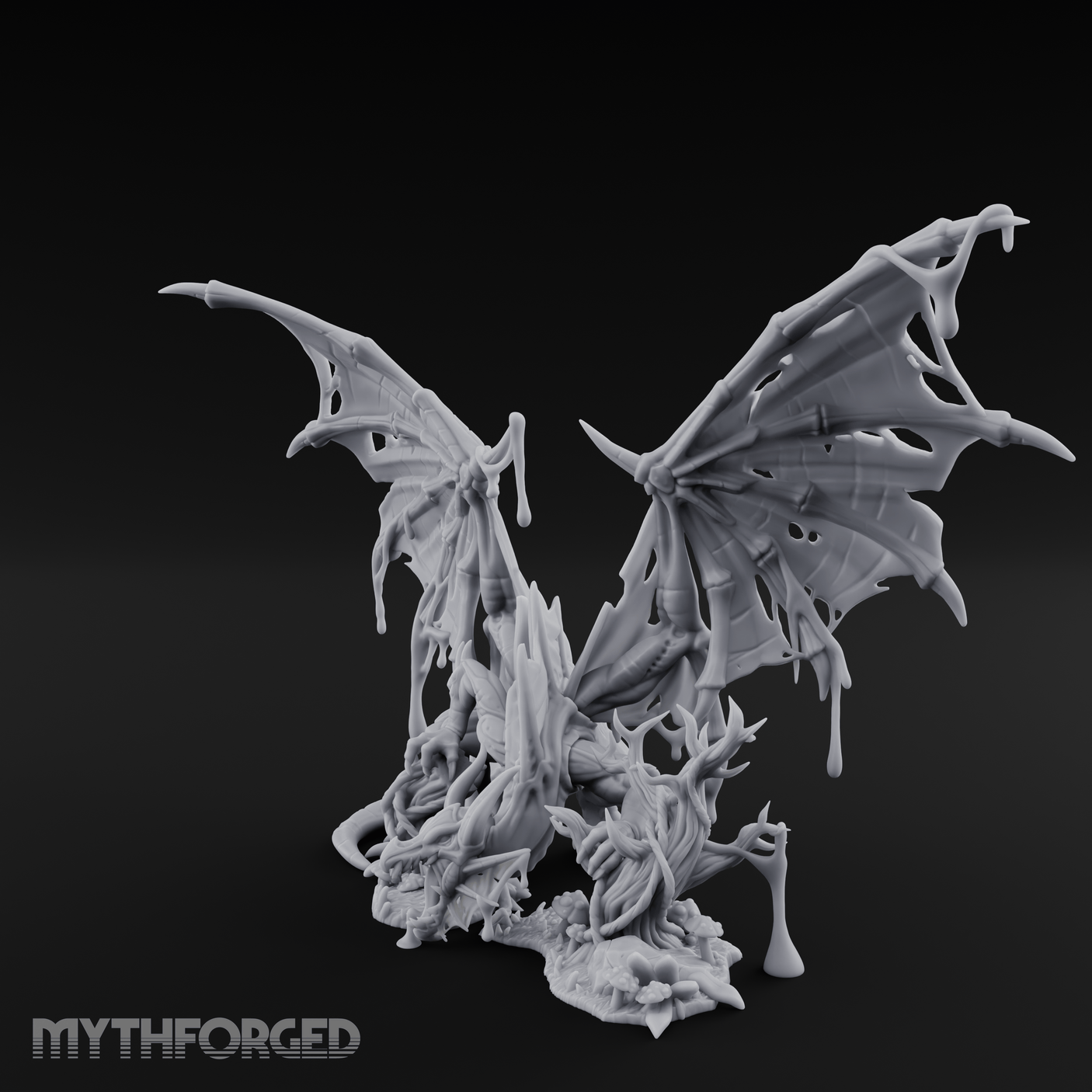 Dripping And Oozing Black Dragon Miniature for Dungeons and Dragons, Pathfinder or other TTRPGs