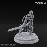 Blade And Axe Brandishing Skeleton Warrior A Miniature for Dungeons and Dragons, Pathfinder or other TTRPGs