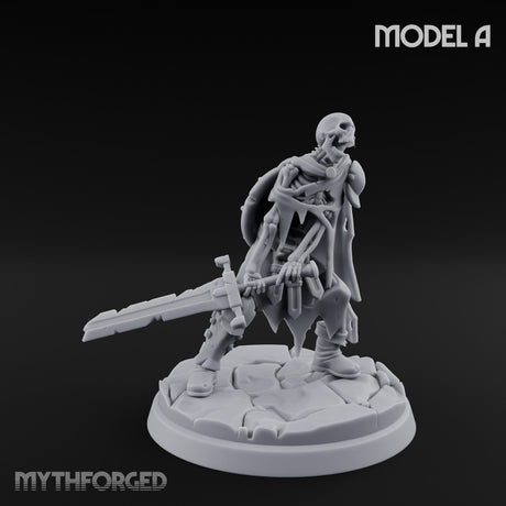 Blade And Axe Brandishing Skeleton Warrior A Miniature for Dungeons and Dragons, Pathfinder or other TTRPGs