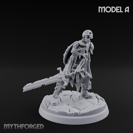 Blade And Axe Brandishing Skeleton Warrior A Miniature for Dungeons and Dragons, Pathfinder or other TTRPGs
