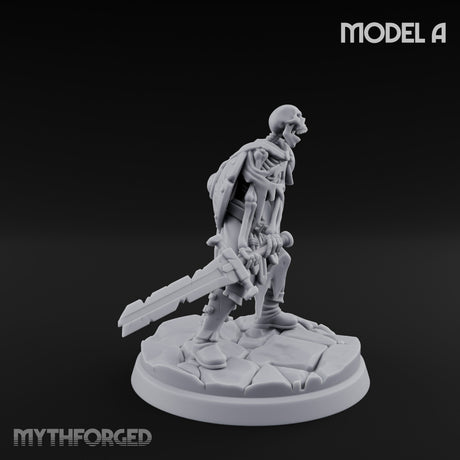 Blade And Axe Brandishing Skeleton Warrior A Miniature for Dungeons and Dragons, Pathfinder or other TTRPGs