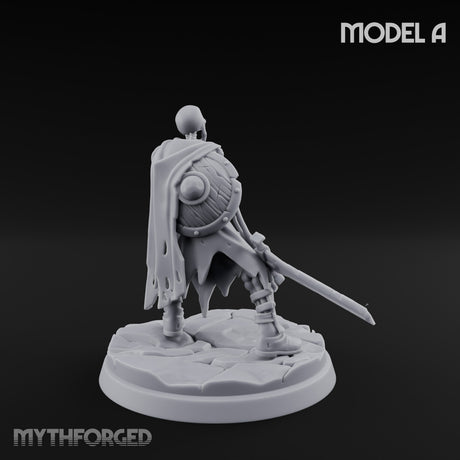 Blade And Axe Brandishing Skeleton Warrior A Miniature for Dungeons and Dragons, Pathfinder or other TTRPGs