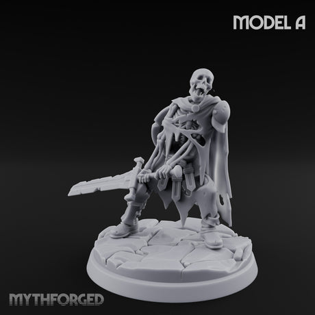 Blade And Axe Brandishing Skeleton Warrior A Miniature for Dungeons and Dragons, Pathfinder or other TTRPGs