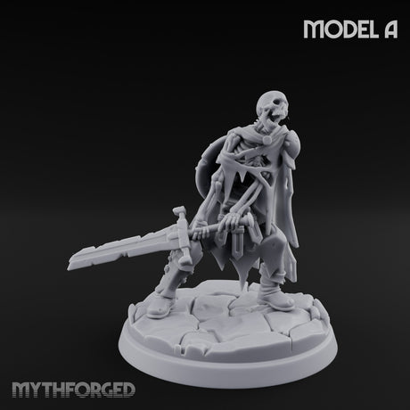 Blade And Axe Brandishing Skeleton Warrior A Miniature for Dungeons and Dragons, Pathfinder or other TTRPGs