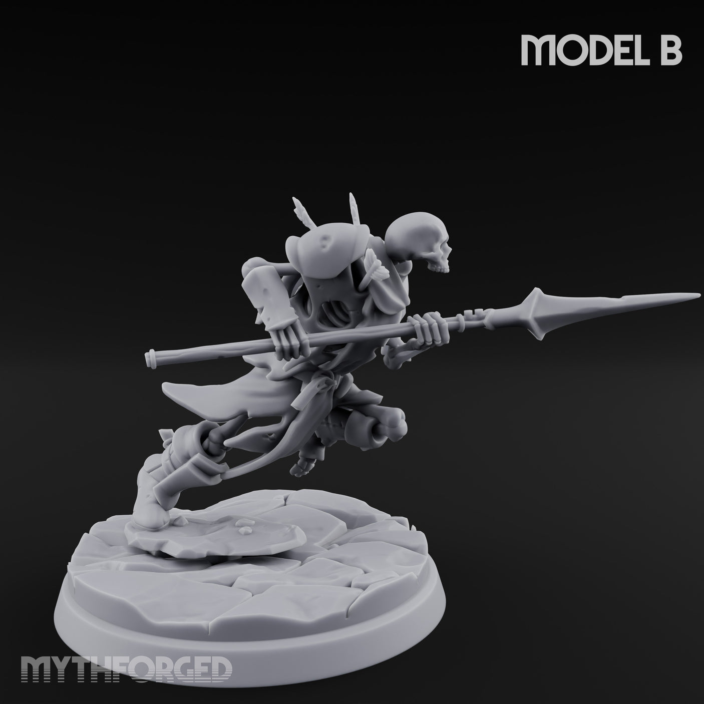 Blade And Axe Brandishing Skeleton Warrior B Miniature for Dungeons and Dragons, Pathfinder or other TTRPGs