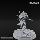 Blade And Axe Brandishing Skeleton Warrior B Miniature for Dungeons and Dragons, Pathfinder or other TTRPGs