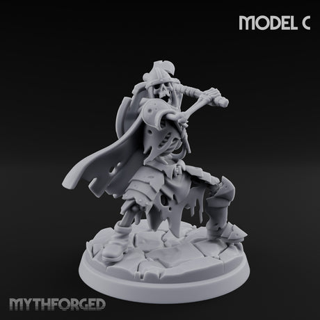 Blade And Axe Brandishing Skeleton Warrior C Miniature for Dungeons and Dragons, Pathfinder or other TTRPGs