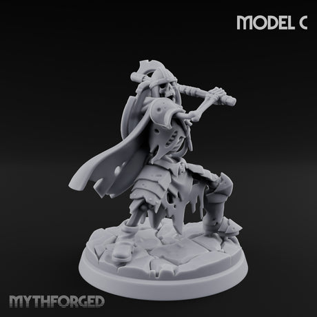 Blade And Axe Brandishing Skeleton Warrior C Miniature for Dungeons and Dragons, Pathfinder or other TTRPGs