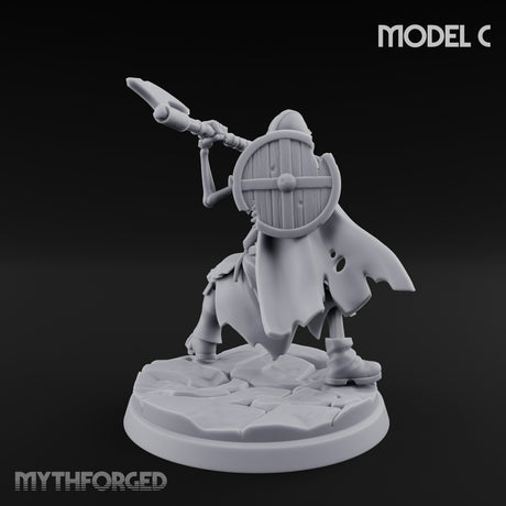 Blade And Axe Brandishing Skeleton Warrior C Miniature for Dungeons and Dragons, Pathfinder or other TTRPGs