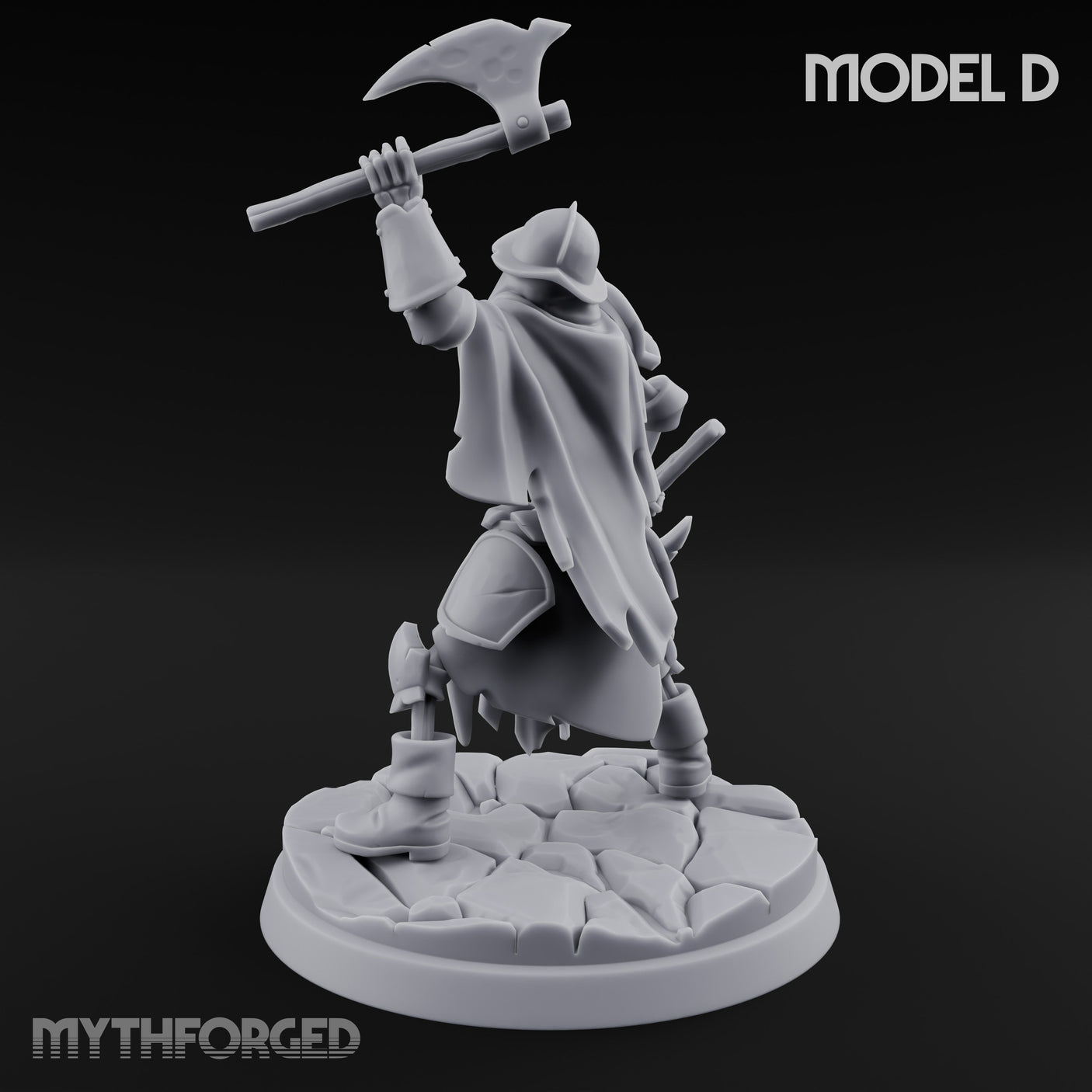 Blade And Axe Brandishing Skeleton Warrior D Miniature for Dungeons and Dragons, Pathfinder or other TTRPGs