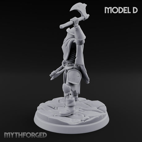 Blade And Axe Brandishing Skeleton Warrior D Miniature for Dungeons and Dragons, Pathfinder or other TTRPGs