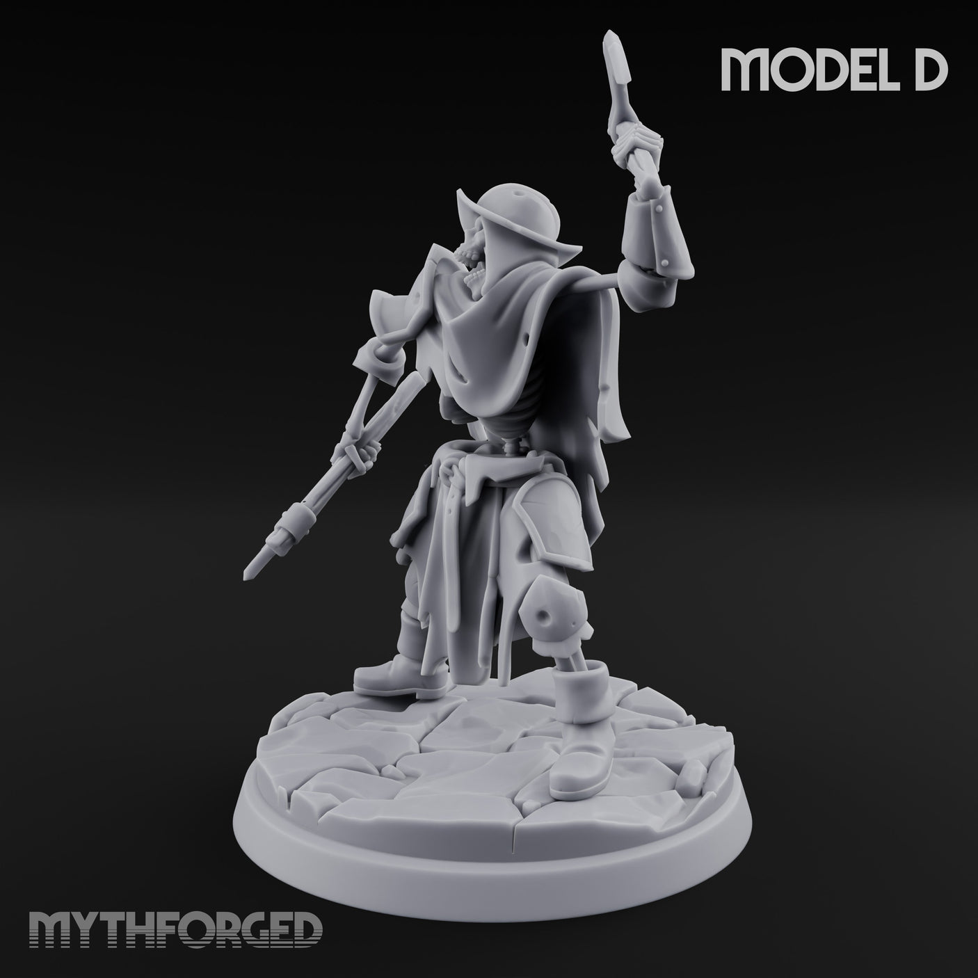 Blade And Axe Brandishing Skeleton Warrior D Miniature for Dungeons and Dragons, Pathfinder or other TTRPGs