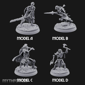 Blade And Axe Brandishing Skeleton Warriors Miniature for Dungeons and Dragons, Pathfinder or other TTRPGs