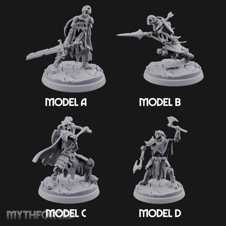 Blade And Axe Brandishing Skeleton Warriors Miniature for Dungeons and Dragons, Pathfinder or other TTRPGs