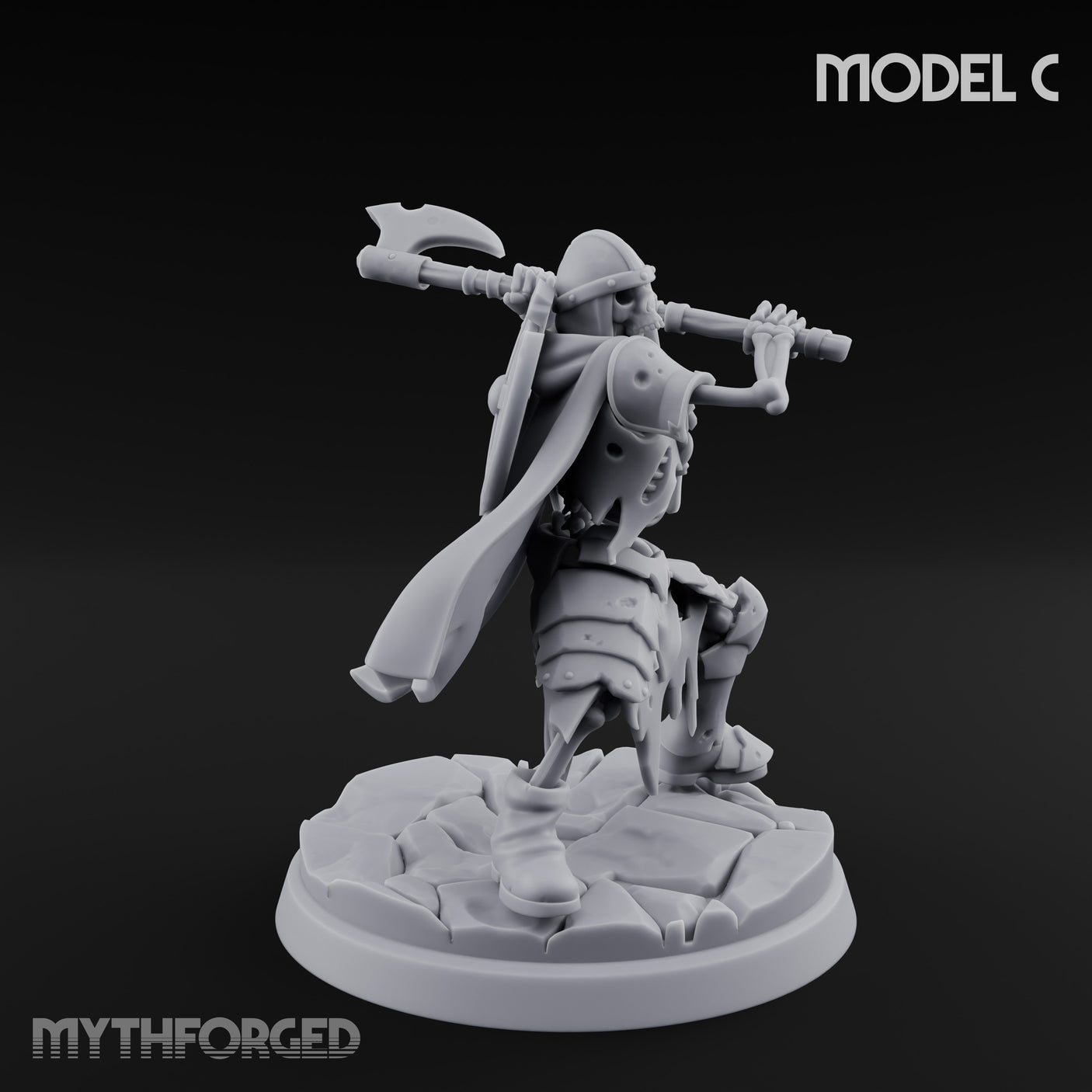 Blade And Axe Brandishing Skeleton Warriors Miniature for Dungeons and Dragons, Pathfinder or other TTRPGs