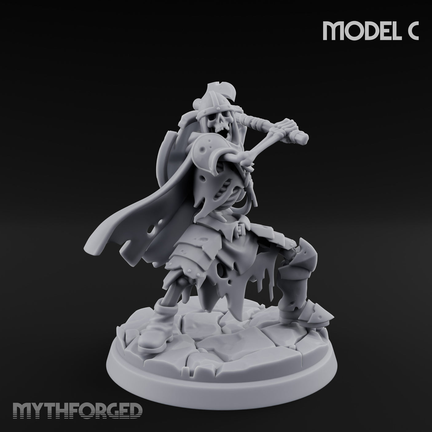 Blade And Axe Brandishing Skeleton Warriors Miniature for Dungeons and Dragons, Pathfinder or other TTRPGs