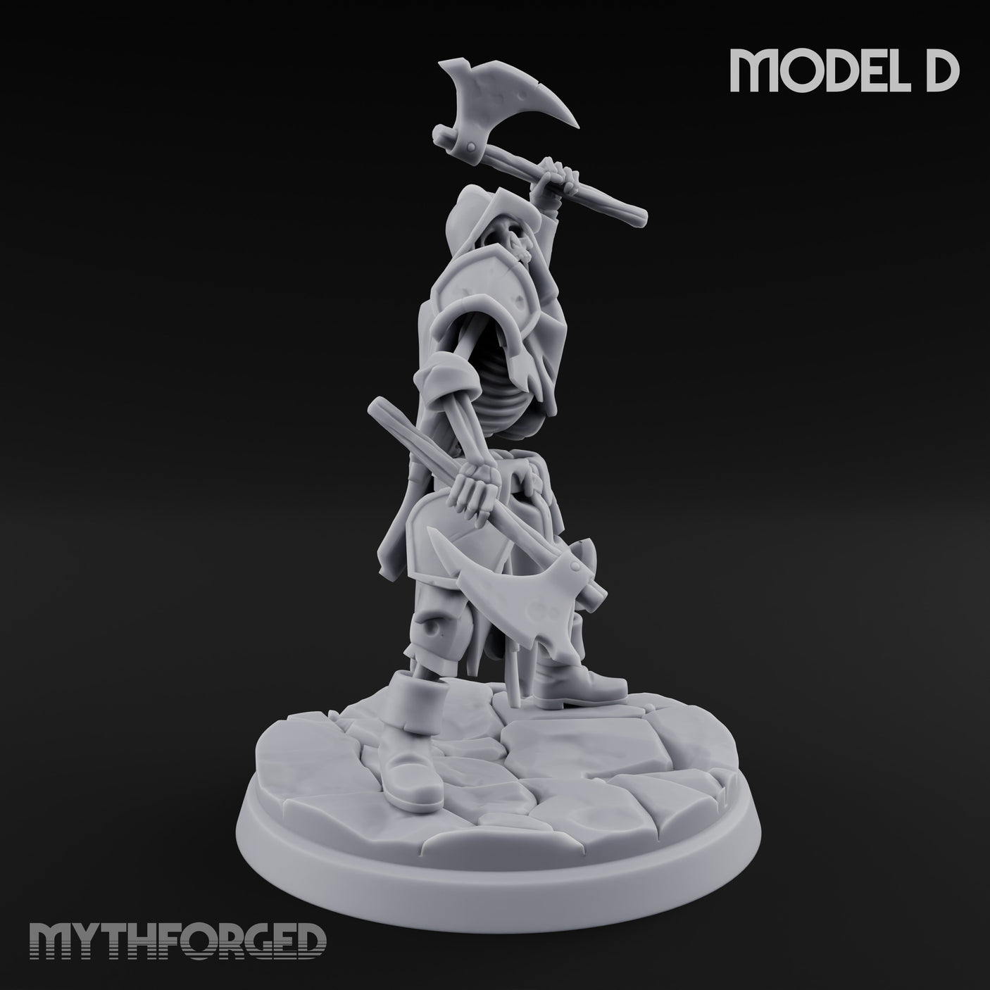 Blade And Axe Brandishing Skeleton Warriors Miniature for Dungeons and Dragons, Pathfinder or other TTRPGs
