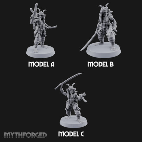Blade And Gun Wielding Human Samurai Miniature for Dungeons and Dragons, Pathfinder or other TTRPGs