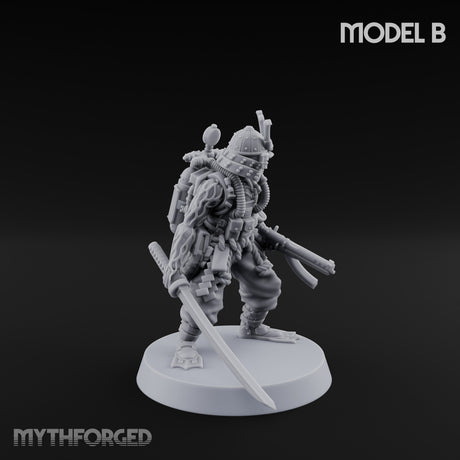 Blade And Gun Wielding Human Samurai Miniature for Dungeons and Dragons, Pathfinder or other TTRPGs