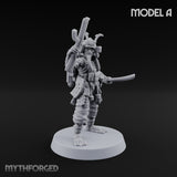 Blade And Gun Wielding Human Samurai A Miniature for Dungeons and Dragons, Pathfinder or other TTRPGs