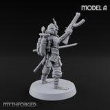 Blade And Gun Wielding Human Samurai A Miniature for Dungeons and Dragons, Pathfinder or other TTRPGs