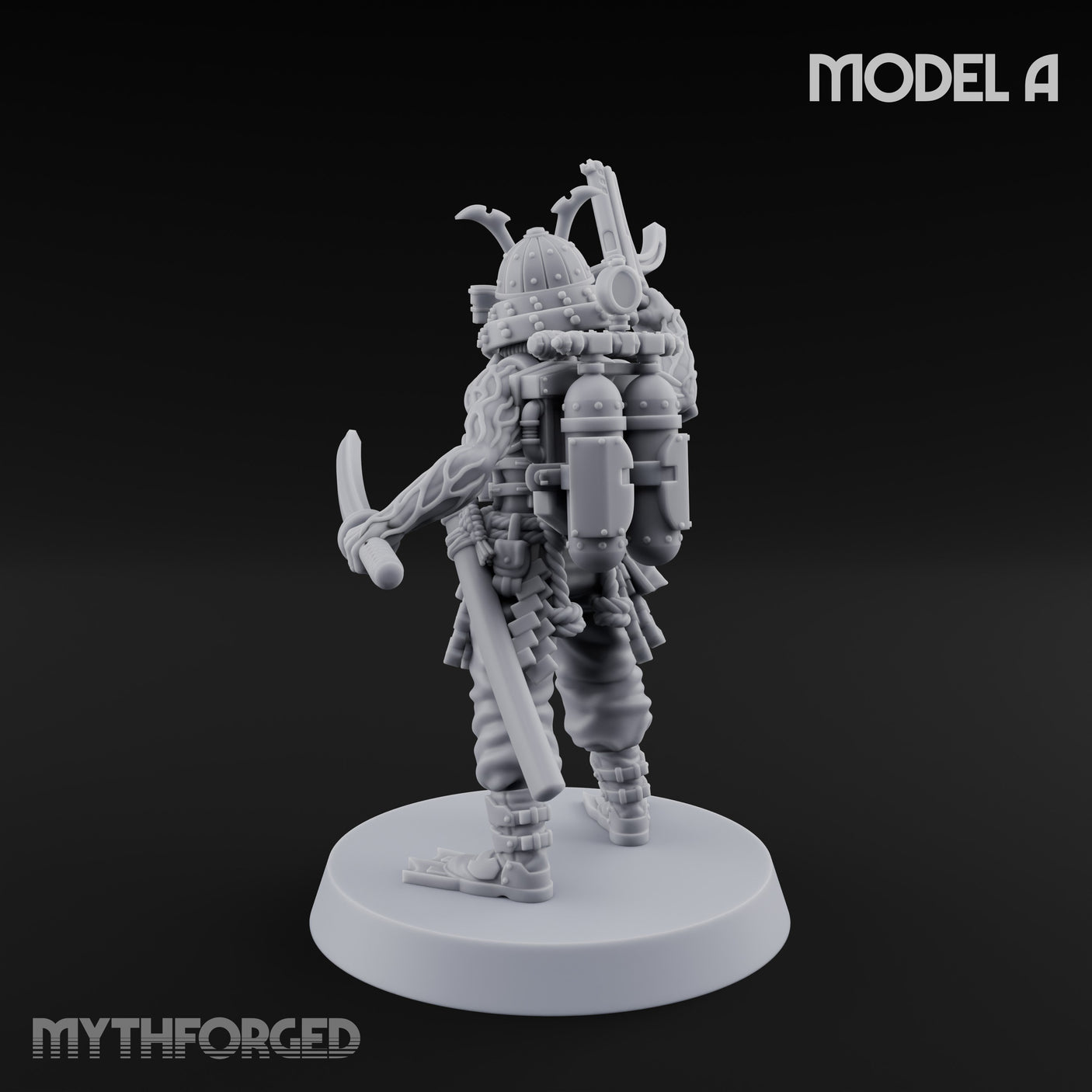 Blade And Gun Wielding Human Samurai A Miniature for Dungeons and Dragons, Pathfinder or other TTRPGs
