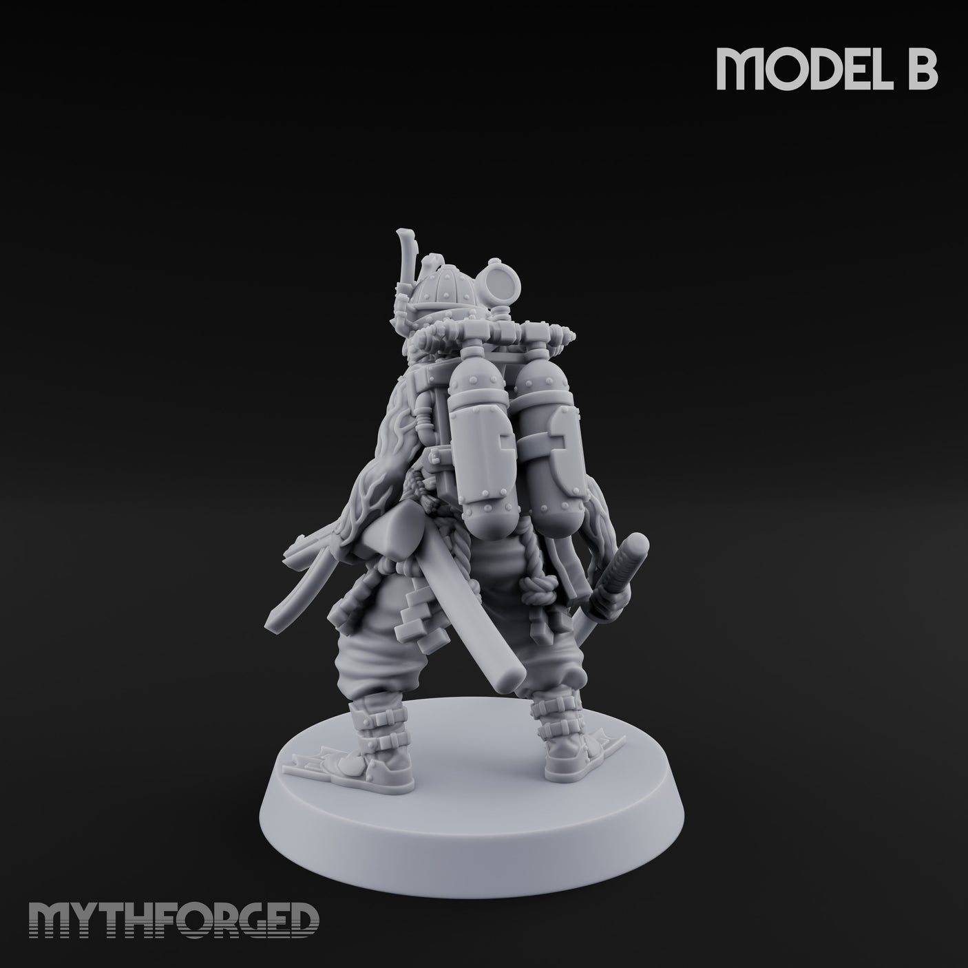 Blade And Gun Wielding Human Samurai B Miniature for Dungeons and Dragons, Pathfinder or other TTRPGs