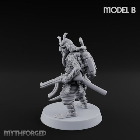 Blade And Gun Wielding Human Samurai B Miniature for Dungeons and Dragons, Pathfinder or other TTRPGs