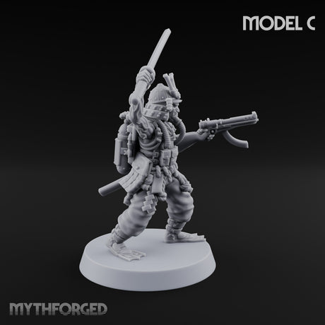 Blade And Gun Wielding Human Samurai C Miniature for Dungeons and Dragons, Pathfinder or other TTRPGs