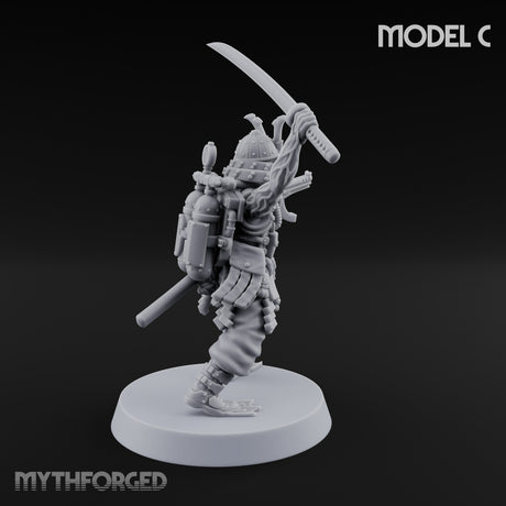 Blade And Gun Wielding Human Samurai C Miniature for Dungeons and Dragons, Pathfinder or other TTRPGs