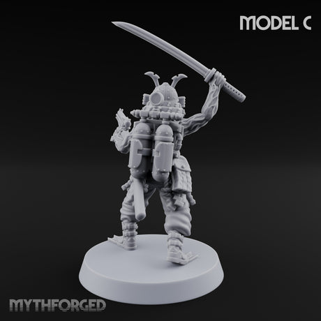 Blade And Gun Wielding Human Samurai C Miniature for Dungeons and Dragons, Pathfinder or other TTRPGs