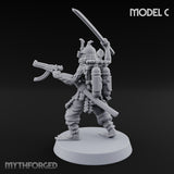 Blade And Gun Wielding Human Samurai C Miniature for Dungeons and Dragons, Pathfinder or other TTRPGs