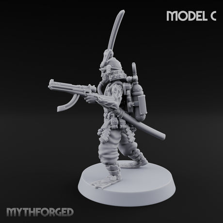 Blade And Gun Wielding Human Samurai C Miniature for Dungeons and Dragons, Pathfinder or other TTRPGs
