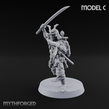 Blade And Gun Wielding Human Samurai C Miniature for Dungeons and Dragons, Pathfinder or other TTRPGs