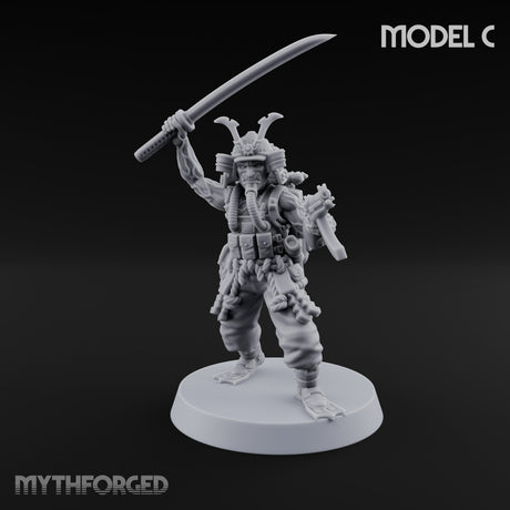 Blade And Gun Wielding Human Samurai C Miniature for Dungeons and Dragons, Pathfinder or other TTRPGs
