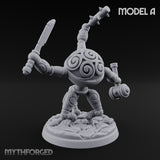 Blade And Hammer Swinging Construct Fighter A Miniature for Dungeons and Dragons, Pathfinder or other TTRPGs