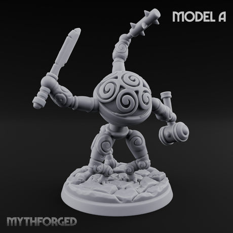 Blade And Hammer Swinging Construct Fighter A Miniature for Dungeons and Dragons, Pathfinder or other TTRPGs