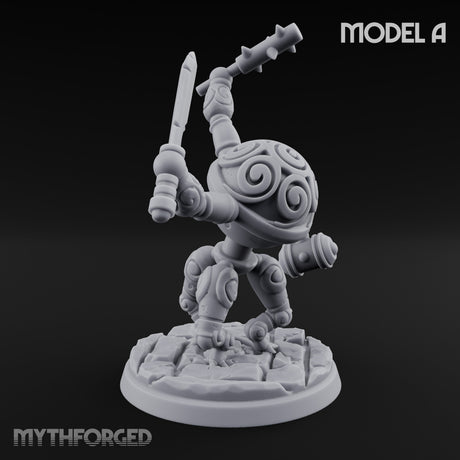 Blade And Hammer Swinging Construct Fighter A Miniature for Dungeons and Dragons, Pathfinder or other TTRPGs