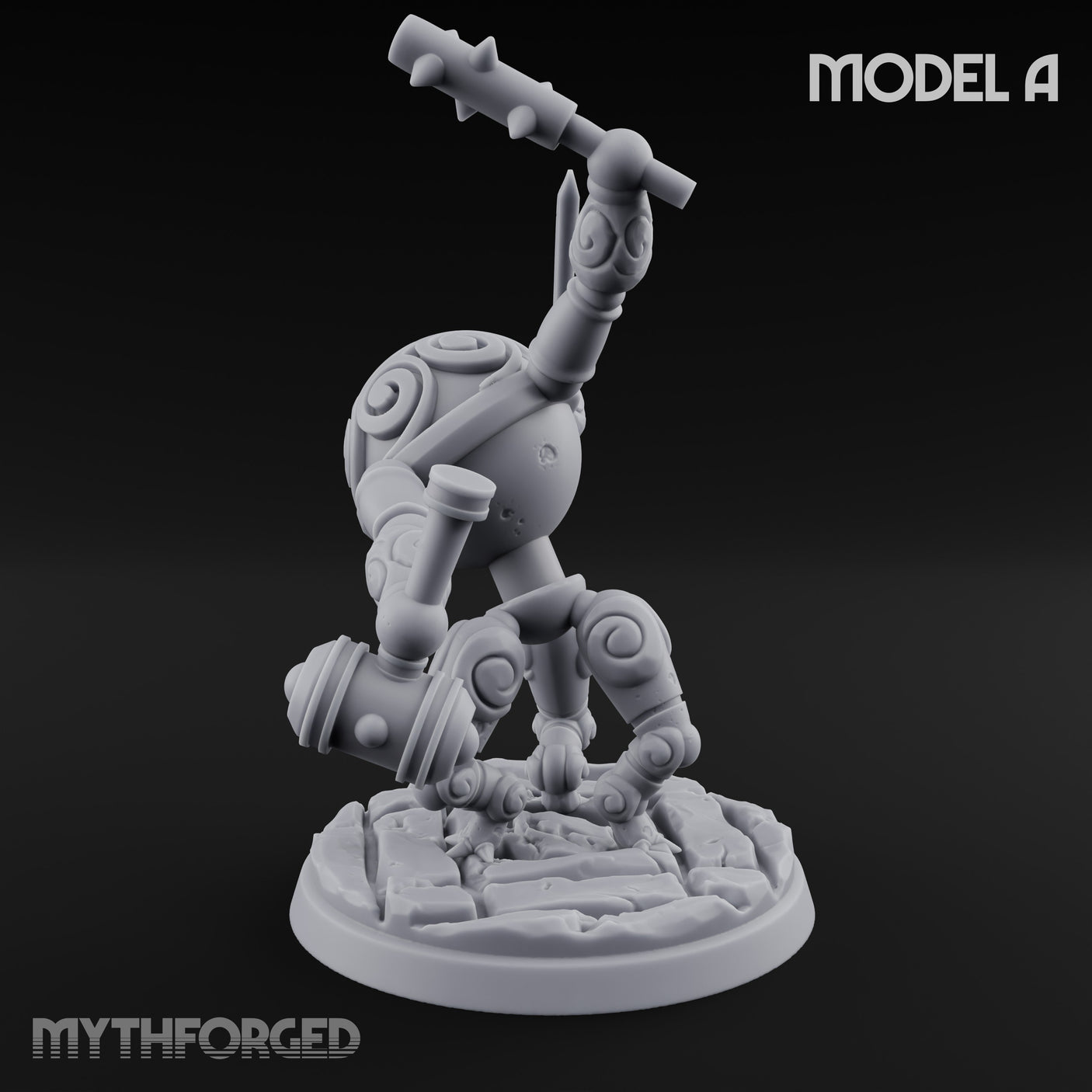 Blade And Hammer Swinging Construct Fighter A Miniature for Dungeons and Dragons, Pathfinder or other TTRPGs