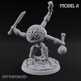 Blade And Hammer Swinging Construct Fighter A Miniature for Dungeons and Dragons, Pathfinder or other TTRPGs