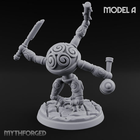Blade And Hammer Swinging Construct Fighter A Miniature for Dungeons and Dragons, Pathfinder or other TTRPGs
