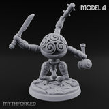 Blade And Hammer Swinging Construct Fighter A Miniature for Dungeons and Dragons, Pathfinder or other TTRPGs